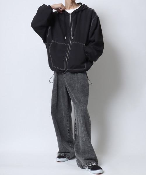 セール】SITRY Nylon ＆ Cotton Hoodie/別注 オーバーサイズ 配色