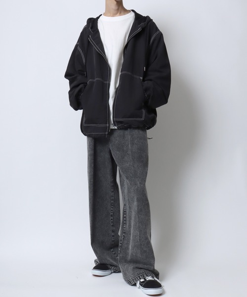 セール】SITRY Nylon ＆ Cotton Hoodie/別注 オーバーサイズ 配色
