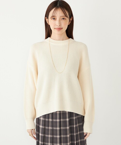 SHIPS Colors(シップス カラーズ)の「SHIPS Colors:〈手洗い可能〉畦 クルーネック ニット◇(ニット/セーター・レディース・オフホワイト/レッド/ネイビー・ONE SIZE)」の14枚目の写真