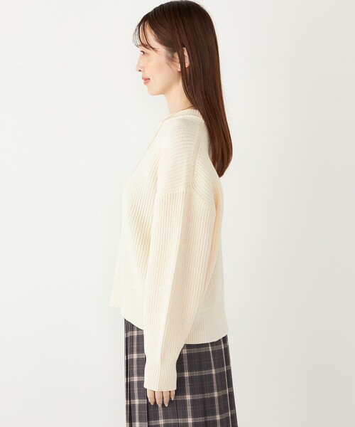 SHIPS Colors(シップス カラーズ)の「SHIPS Colors:〈手洗い可能〉畦 クルーネック ニット◇(ニット/セーター・レディース・オフホワイト/レッド/ネイビー・ONE SIZE)」の15枚目の写真