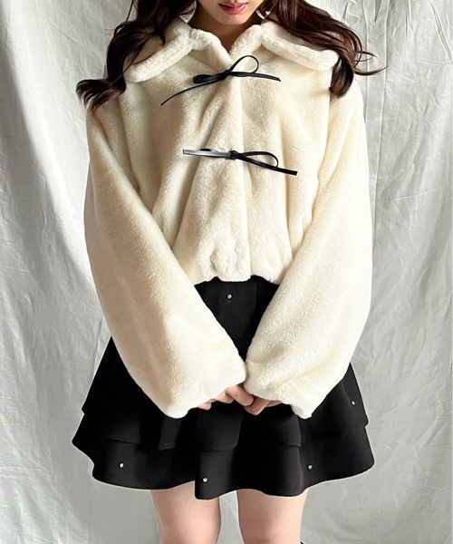 one way（ワンウェイ）の「リボンファージャケット（その他アウター・レディース・ホワイト/ピンク/ブラック/ブラウン・FREE）」の5枚目の写真