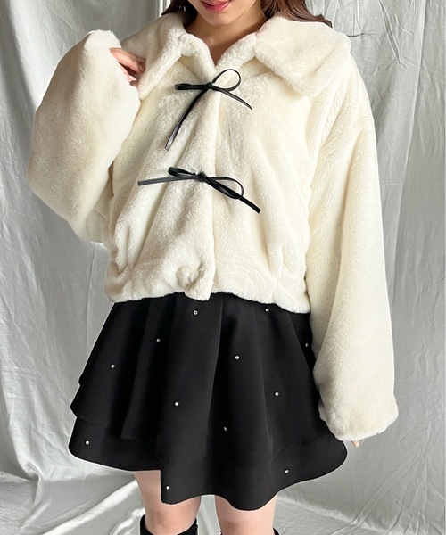 one way（ワンウェイ）の「リボンファージャケット（その他アウター・レディース・ホワイト/ピンク/ブラック/ブラウン・FREE）」の7枚目の写真