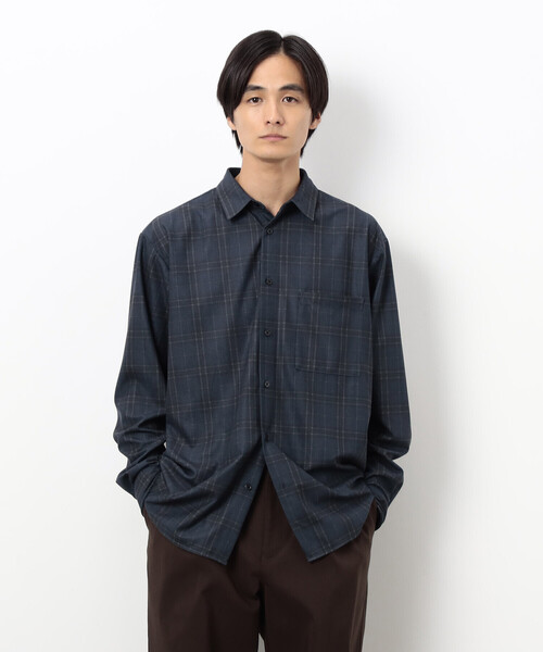 COMME CA ISM（コムサイズム）の「トリコットコーデュロイチェックプリント  ショートポイントカラー シャツ（シャツ/ブラウス・メンズ・ブラウン/ネイビー・SMALL/MEDIUM/LARGE）」の6枚目の写真