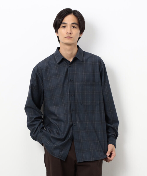 COMME CA ISM（コムサイズム）の「トリコットコーデュロイチェックプリント  ショートポイントカラー シャツ（シャツ/ブラウス・メンズ・ブラウン/ネイビー・SMALL/MEDIUM/LARGE）」の7枚目の写真