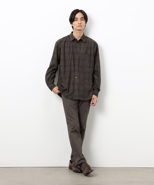 COMME CA ISM（コムサイズム）の「トリコットコーデュロイチェックプリント  ショートポイントカラー シャツ（シャツ/ブラウス・メンズ・ブラウン/ネイビー・SMALL/MEDIUM/LARGE）」の9枚目の写真