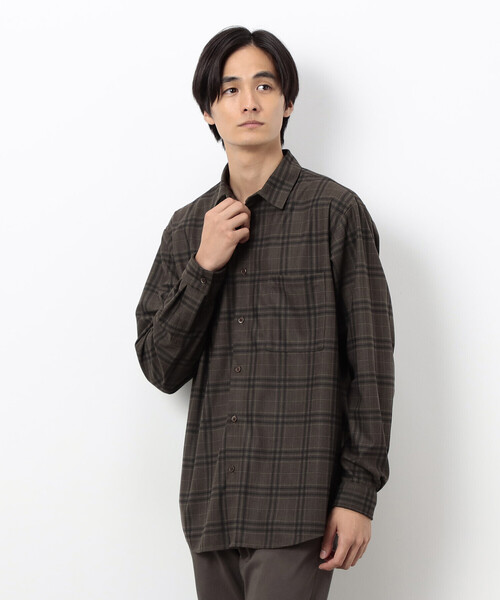 COMME CA ISM（コムサイズム）の「トリコットコーデュロイチェックプリント  ショートポイントカラー シャツ（シャツ/ブラウス・メンズ・ブラウン/ネイビー・SMALL/MEDIUM/LARGE）」の10枚目の写真