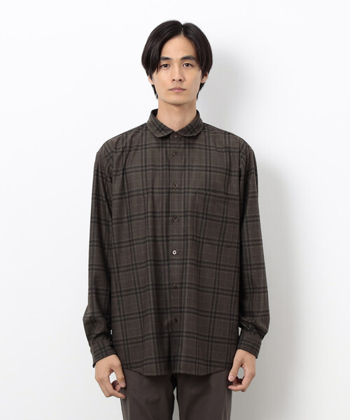 COMME CA ISM（コムサイズム）の「トリコットコーデュロイチェックプリント  ショートポイントカラー シャツ（シャツ/ブラウス・メンズ・ブラウン/ネイビー・SMALL/MEDIUM/LARGE）」の12枚目の写真