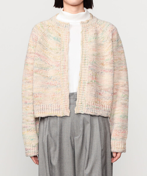 LE GLAZIK | ミックスカラー クルーネックカーディガン WOMEN