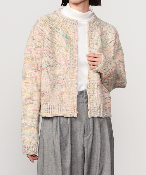 LE GLAZIK | ミックスカラー クルーネックカーディガン WOMEN