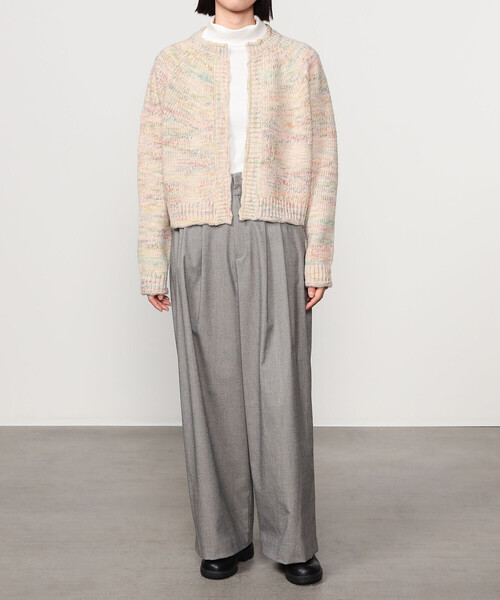 新品完売品★ BSHOP LE GLAZIK | クルーネックカーディガン LE GLAZIK | ミックスカラー クルーネックカーディガン WOMEN