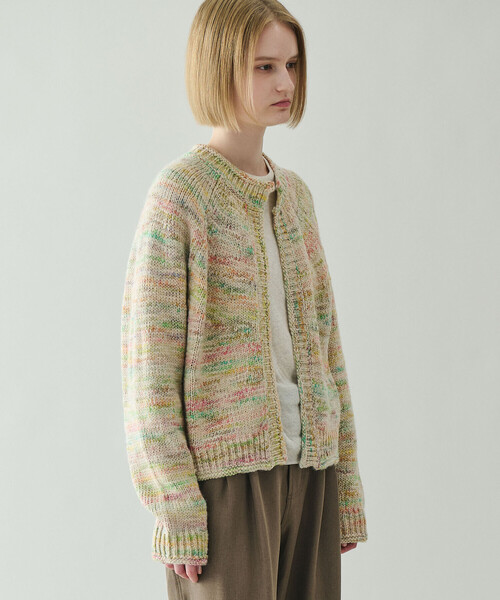 新品完売品★ BSHOP LE GLAZIK | クルーネックカーディガン LE GLAZIK | ミックスカラー クルーネックカーディガン WOMEN