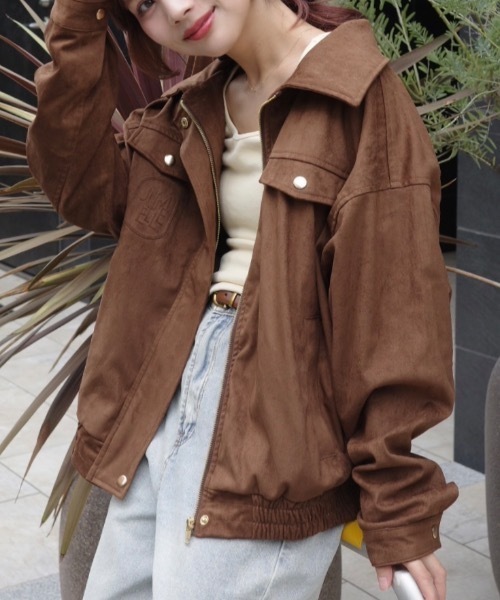 JUMELLE（ジュメロ）の「スウェードジャケット（ブルゾン・レディース・ブラウン/ベージュ・FREE）」の2枚目の写真
