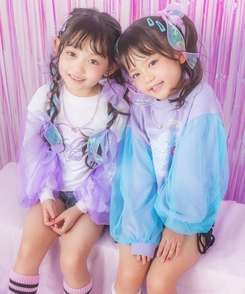 ANAP kids（アナップキッズ）の「袖チュール ハートプリント スウェット（スウェット・キッズ・ブラック/ラベンダー/ホワイト・110/120/130）」の18枚目の写真