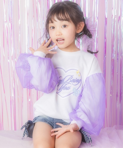 ANAP kids（アナップキッズ）の「袖チュール ハートプリント スウェット（スウェット・キッズ・ブラック/ラベンダー/ホワイト・110/120/130）」の19枚目の写真