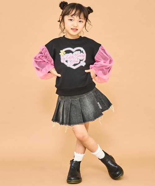 ANAP kids（アナップキッズ）の「袖チュール ハートプリント スウェット（スウェット・キッズ・ブラック/ラベンダー/ホワイト・110/120/130）」の20枚目の写真