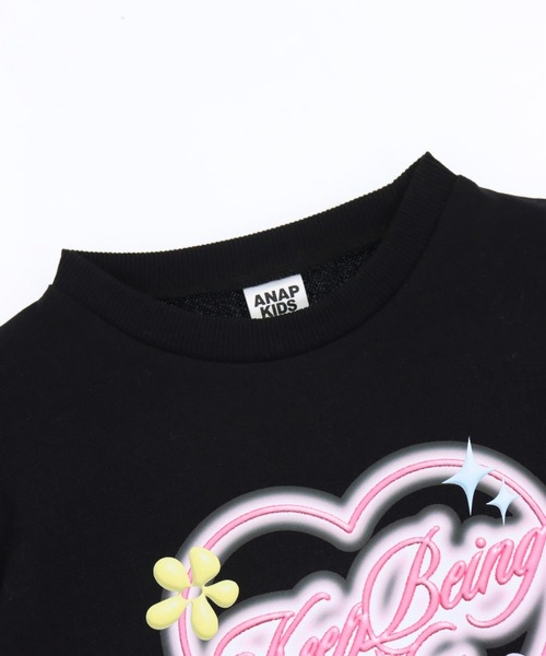 ANAP kids（アナップキッズ）の「袖チュール ハートプリント スウェット（スウェット・キッズ・ブラック/ラベンダー/ホワイト・110/120/130）」の11枚目の写真
