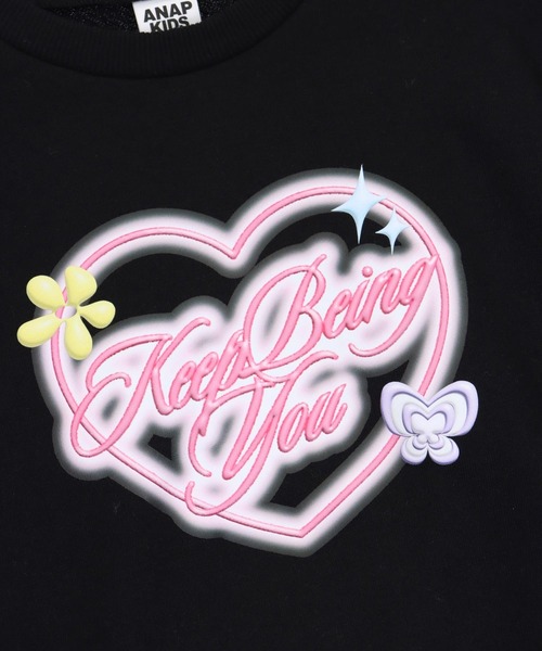 ANAP kids（アナップキッズ）の「袖チュール ハートプリント スウェット（スウェット・キッズ・ブラック/ラベンダー/ホワイト・110/120/130）」の15枚目の写真