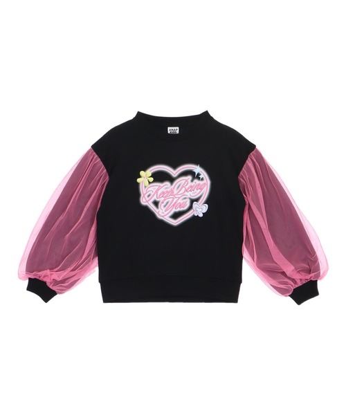 ANAP kids（アナップキッズ）の「袖チュール ハートプリント スウェット（スウェット・キッズ・ブラック/ラベンダー/ホワイト・110/120/130）」の16枚目の写真