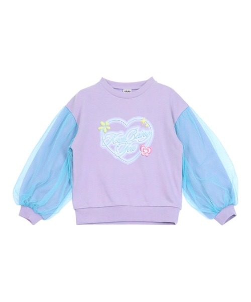 ANAP kids（アナップキッズ）の「袖チュール ハートプリント スウェット（スウェット・キッズ・ブラック/ラベンダー/ホワイト・110/120/130）」の14枚目の写真