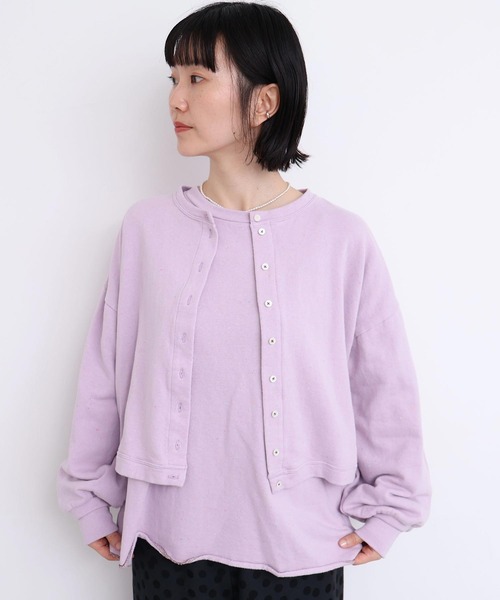 l'atelier du savon（アトリエドサボン）の「カラフルネップ裏毛　ミニカーディガン（カーディガン/ボレロ・レディース・ブラック/パープル/オフホワイト・FREE）」の13枚目の写真