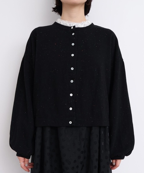 l'atelier du savon（アトリエドサボン）の「カラフルネップ裏毛　ミニカーディガン（カーディガン/ボレロ・レディース・ブラック/パープル/オフホワイト・FREE）」の15枚目の写真