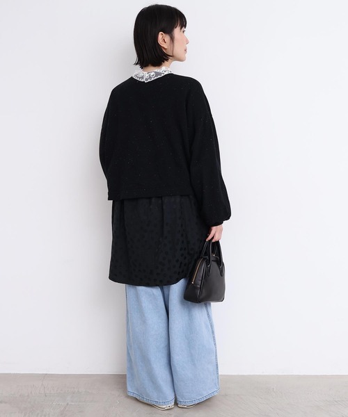 l'atelier du savon（アトリエドサボン）の「カラフルネップ裏毛　ミニカーディガン（カーディガン/ボレロ・レディース・ブラック/パープル/オフホワイト・FREE）」の5枚目の写真