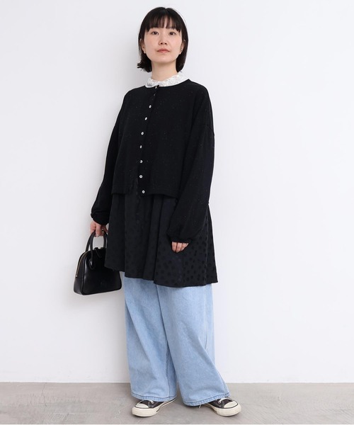 l'atelier du savon（アトリエドサボン）の「カラフルネップ裏毛　ミニカーディガン（カーディガン/ボレロ・レディース・ブラック/パープル/オフホワイト・FREE）」の6枚目の写真