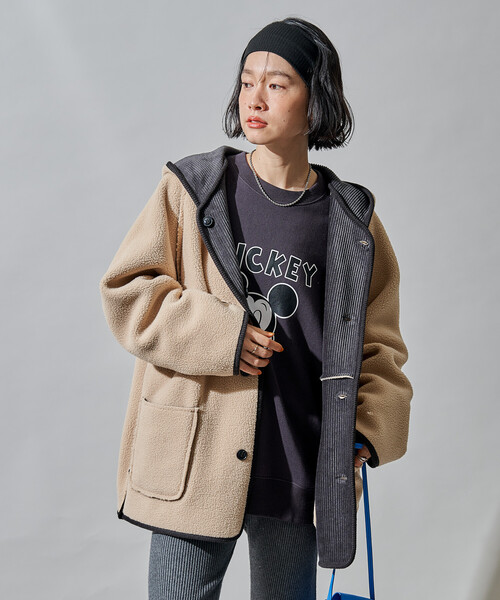FREAK'S STORE(フリークスストア)の「リバーシブル フード コーデュロイボアジャケット(ブルゾン・レディース・オフホワイト/チャコールグレー/キャメル・フリ-)」の13枚目の写真