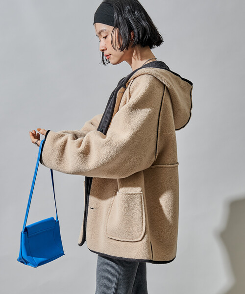 FREAK'S STORE(フリークスストア)の「リバーシブル フード コーデュロイボアジャケット(ブルゾン・レディース・オフホワイト/チャコールグレー/キャメル・フリ-)」の16枚目の写真