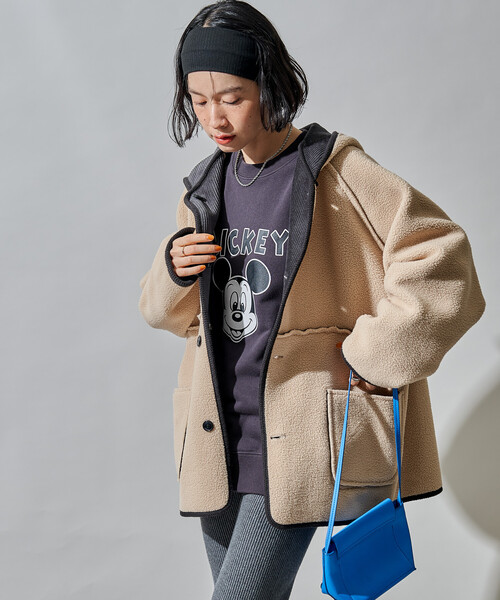 FREAK'S STORE(フリークスストア)の「リバーシブル フード コーデュロイボアジャケット(ブルゾン・レディース・オフホワイト/チャコールグレー/キャメル・フリ-)」の19枚目の写真