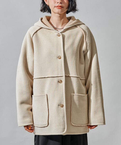 リバーシブル フード コーデュロイボアジャケット（ブルゾン