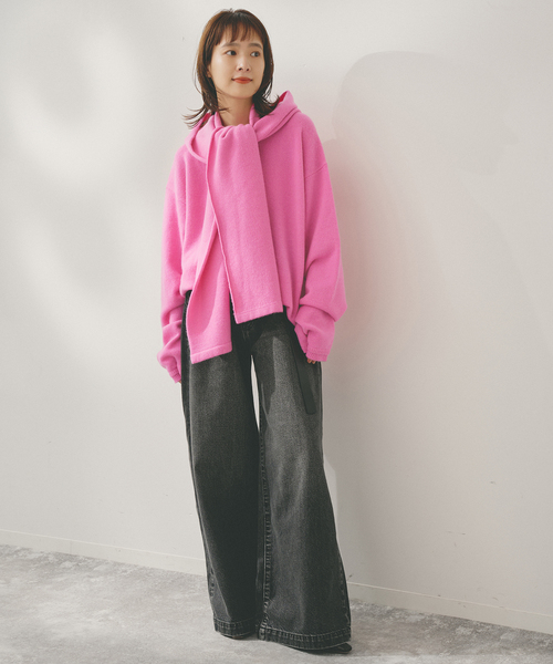 Spick & Span(スピックアンドスパン)の「Higuchi*Sカシミヤ混フードマフラー(マフラー・レディース・グレー/ピンク/レッド・FREE)」の6枚目の写真