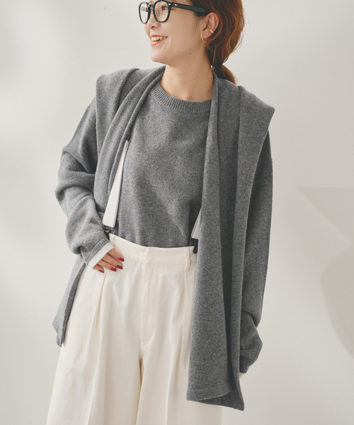 Spick & Span(スピックアンドスパン)の「Higuchi*Sカシミヤ混フードマフラー(マフラー・レディース・グレー/ピンク/レッド・FREE)」の7枚目の写真