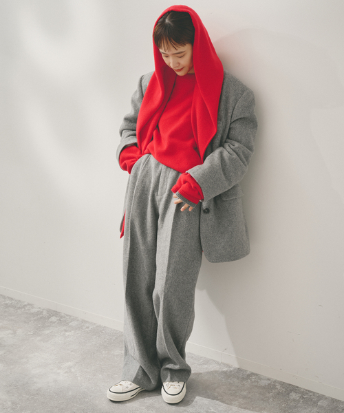 Spick & Span(スピックアンドスパン)の「Higuchi*Sカシミヤ混フードマフラー(マフラー・レディース・グレー/ピンク/レッド・FREE)」の13枚目の写真