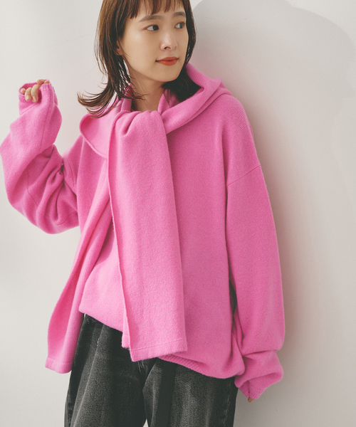 Spick & Span(スピックアンドスパン)の「Higuchi*Sカシミヤ混フードマフラー(マフラー・レディース・グレー/ピンク/レッド・FREE)」の16枚目の写真