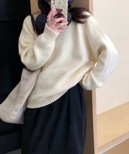 lulufa】カラー ベーシック クルーネックニット / クルーネック