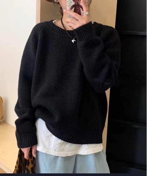 セール】カラー ベーシック クルーネックニット / クルーネックニット