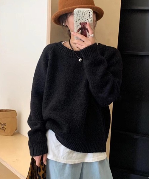 VIBGYOR（ヴィブジョー）の「ベーシック クルーネックニット / 春ニット 韓国ファッション カジュアル (CZ)（ニット/セーター・レディース・ブルー/ホワイト/グリーン/オレンジ/レッド/ブラック/アイボリー・FREE）」の16枚目の写真