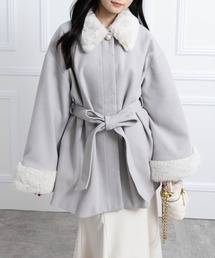 clear（クリア）の「ベルト付きミドルファーコート[大人 フェミニン 上品]（その他アウター）」