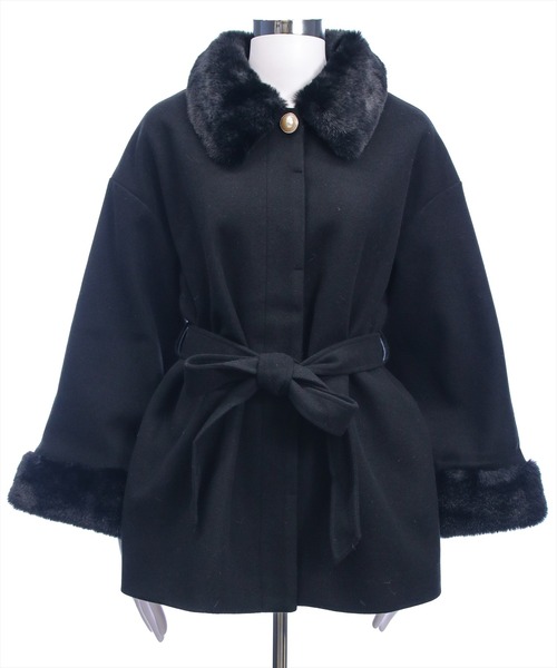 clear（クリア）の「ベルト付きミドルファーコート[大人 フェミニン 上品]≪AW新作≫（その他アウター・レディース・アイボリー/ブラック/グレイッシュベージュ・F）」の12枚目の写真