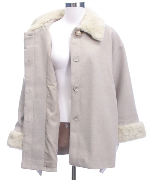 clear（クリア）の「ベルト付きミドルファーコート[大人 フェミニン 上品]≪AW新作≫（その他アウター・レディース・アイボリー/ブラック/グレイッシュベージュ・F）」の19枚目の写真