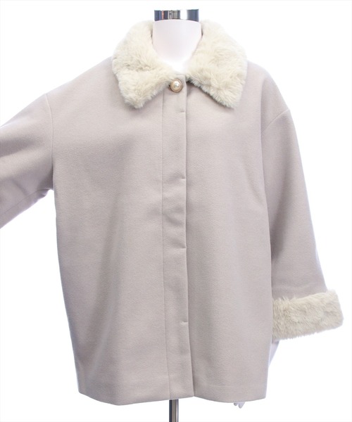 clear（クリア）の「ベルト付きミドルファーコート[大人 フェミニン 上品]≪AW新作≫（その他アウター・レディース・アイボリー/ブラック/グレイッシュベージュ・F）」の18枚目の写真