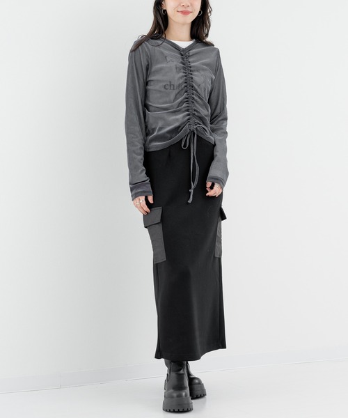 ANNA LUNA(アンナルナ)の「【ANNA LUNA】 異素材ミックス で魅せる 上品カジュアル スカート(スカート・レディース・ブラック/グレー・MEDIUM)」の9枚目の写真