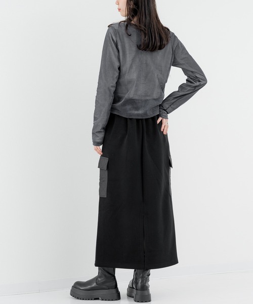 ANNA LUNA(アンナルナ)の「【ANNA LUNA】 異素材ミックス で魅せる 上品カジュアル スカート(スカート・レディース・ブラック/グレー・MEDIUM)」の12枚目の写真