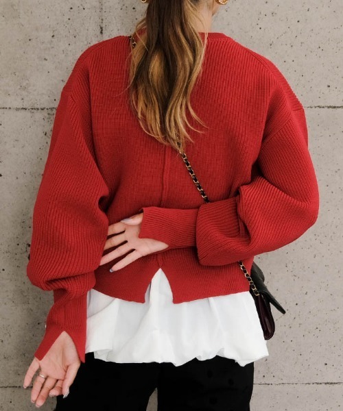 aquagarage（アクアガレージ）の「BIGボタンニットカーディガン（カーディガン/ボレロ・レディース・アイボリー/レッド/チャコール・FREE）」の8枚目の写真