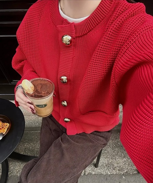 BIGボタンニットカーディガン（カーディガン/ボレロ）｜aquagarage