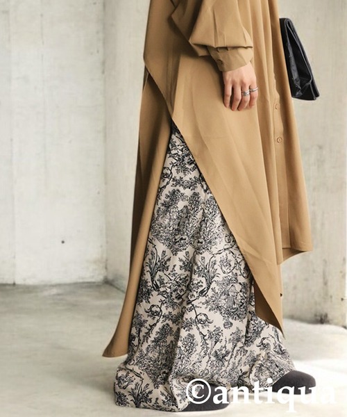 antiqua（アンティカ）の「ドレープデザインシャツワンピース（シャツワンピース・レディース・ブラック/ベージュ・ONESIZE）」の11枚目の写真