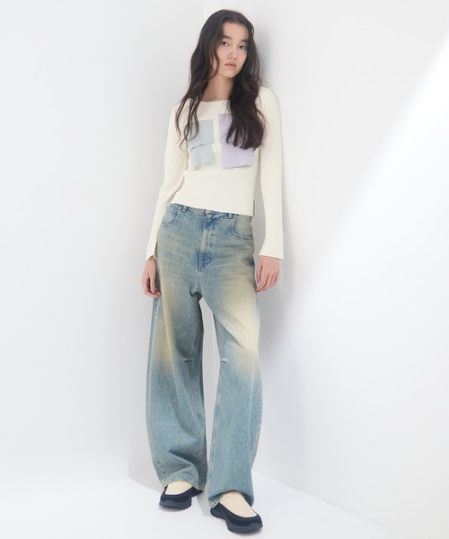 kotohayokozawa（コトハヨコザワ）の「【kotohayokozawa/コトハヨコザワ】《STUDIOUS別注》 クルーネックニット（Tシャツ/カットソー・レディース・ホワイト/ブラック/グレー・FREE）」の6枚目の写真