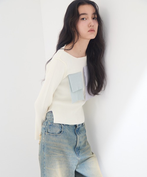 kotohayokozawa（コトハヨコザワ）の「【kotohayokozawa/コトハヨコザワ】《STUDIOUS別注》 クルーネックニット（Tシャツ/カットソー・レディース・ホワイト/ブラック/グレー・FREE）」の8枚目の写真