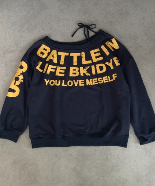 lilful(リルフル)の「オフショル ショルダーリボン ヴィンテージレタリングロゴプリントスウェット(Tシャツ/カットソー・レディース・ライトグレー/ネイビー・M/L)」の20枚目の写真